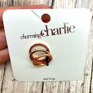 NWT Charming Charlie rose gold midi rings stack